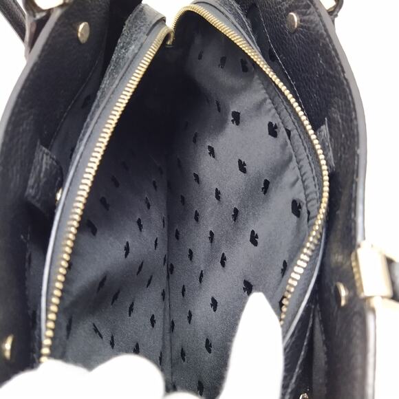 Kate Spade New York Black Leather Double Handles Zipper Closure Satchel Bag - Picture 13 of 16